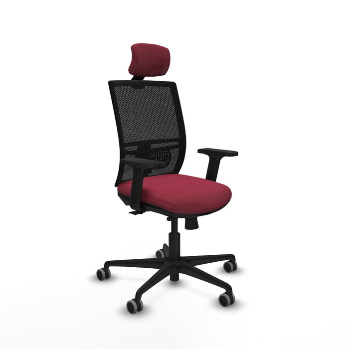 PIQUERAS Y CRESPO Silla de oficina Yunquera con mecanismo Sincro/Traslack, Tela Granate y Malla Negra PIQUERAS Y CRESPO Silla de oficina Yunquera con mecanismo Sincro/Traslack, Tela Granate y Malla Negra