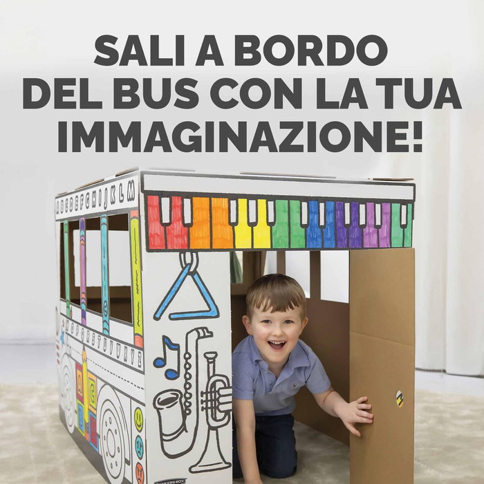 Bankers Box Autobús Escolar de Cartón para Pintar y Jugar XL