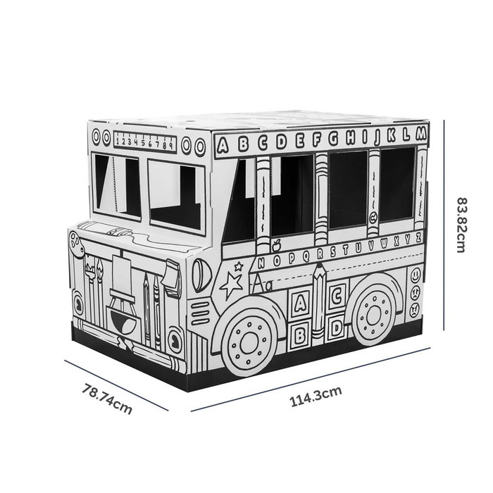 Bankers Box Autobús Escolar de Cartón para Pintar y Jugar XL