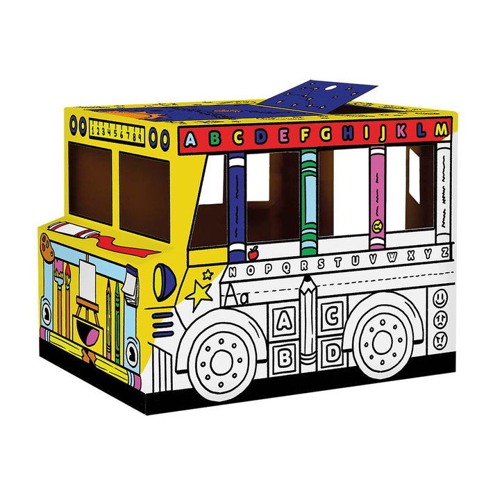 Bankers Box Autobús Escolar de Cartón para Pintar y Jugar XL