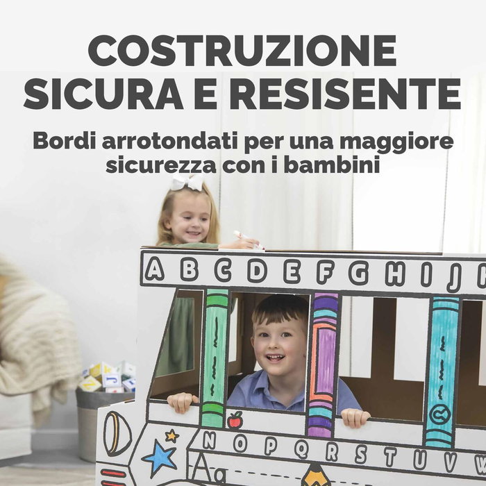 Bankers Box Autobús Escolar de Cartón para Pintar y Jugar XL