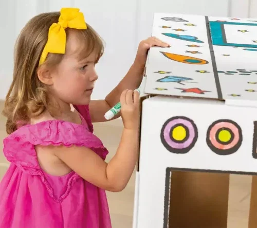 Bankers Box 100130976 Bus Escolar para pintar de cartón, montaje fácil