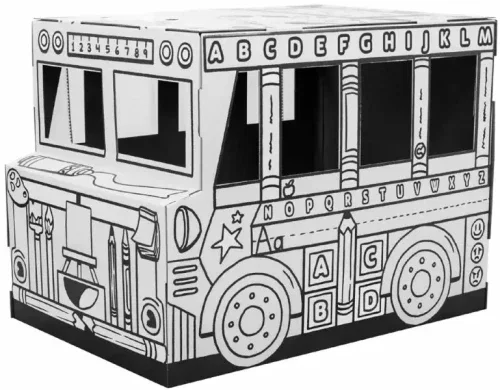 Bankers Box 100130976 Bus Escolar para pintar de cartón, montaje fácil