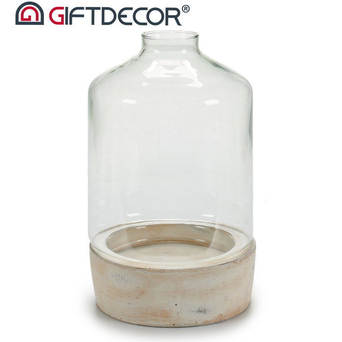 Giftdecor Invernadero de Cristal con Base de Piedra 18x29x18 cm (Set de 4)