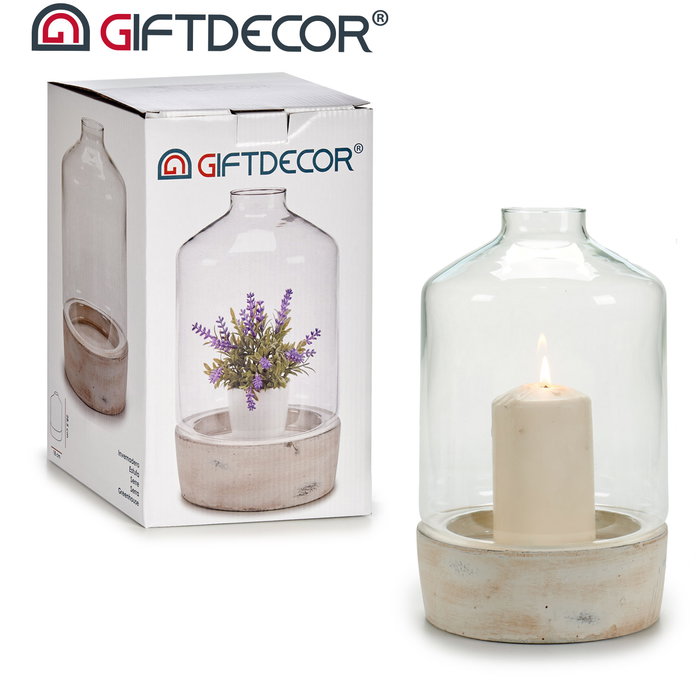 Giftdecor Invernadero de Cristal con Base de Piedra 18x29x18 cm (Set de 4)