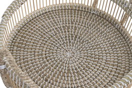 DKD Home Decor Set de 2 Bandejas de Seagrass y Bambú Natural 46x46x15 cm