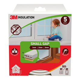 3M - Burlete de Aislamiento Clásico de Espuma, para Ventanas y Puertas, Huecos 1-3 mm, Blanco, Rollo 6 Metros