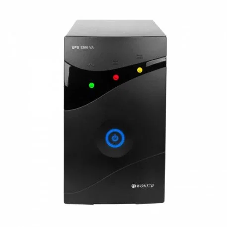 Woxter UPS 1200 VA (1200VA-720W) Sistema de Alimentación Ininterrumpida SAI Línea Interactiva, 1.2 kVA 720 W, 3 Salidas AC, Formato Mini Tower Negro
