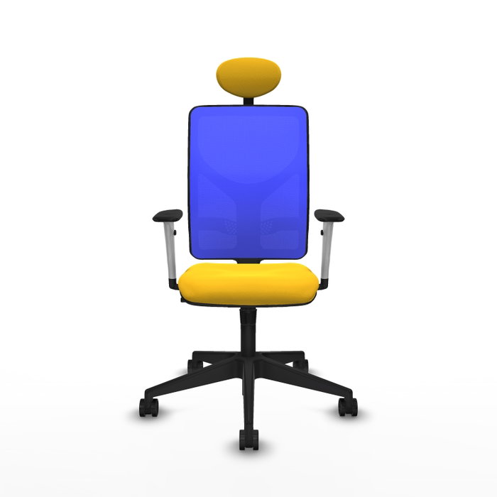 PIQUERAS Y CRESPO Silla de oficina Motilla con mecanismo Sincro, amarillo y azul