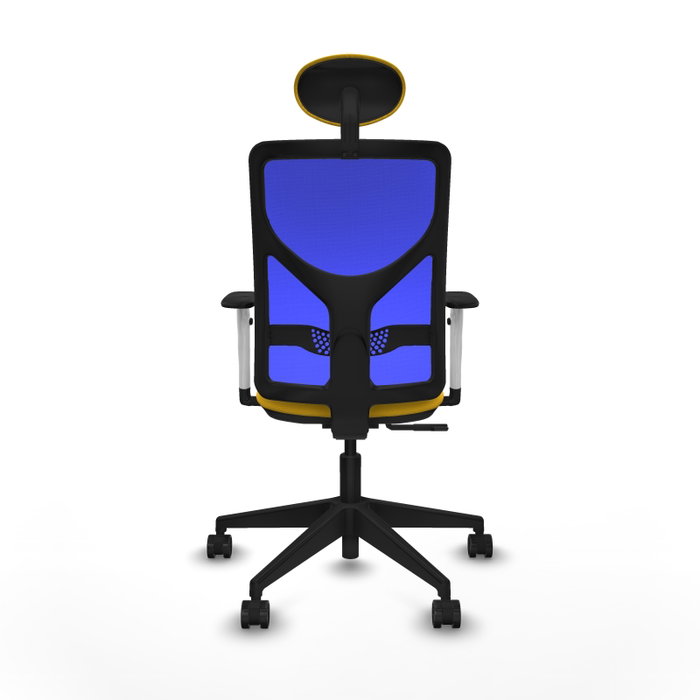 PIQUERAS Y CRESPO Silla de oficina Motilla con mecanismo Sincro, amarillo y azul