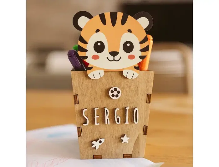 Wondee Cubilete Portalápices Personalizable Infantil Madera 180x80x100 mm