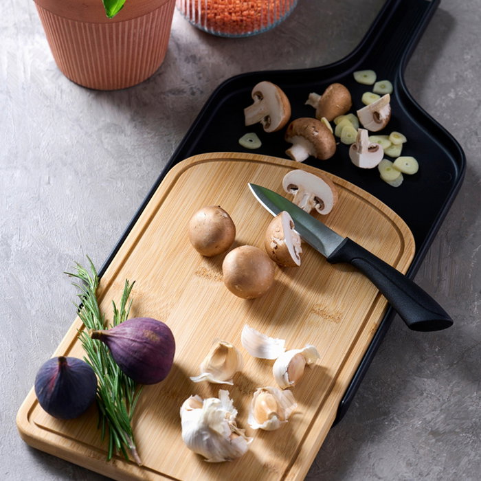 Day Tabla Cortar con Bandeja para Recoger Alimentos Cocina Bambú Plástico 30x20 cm