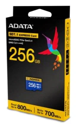 ADATA Tarjeta de Memoria MicroSDXC Premier Extreme 256GB UHS-II UD256GEX3L1-C - Lectura 800MB/s, Escritura 700MB/s, Clase 3 (U3) V30 - Azul/Amarillo