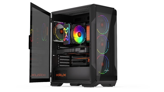 Krux Heko Caja de Ordenador ATX Cristal Templado 4 Ventiladores ARGB 120mm Filtros Antipolvo