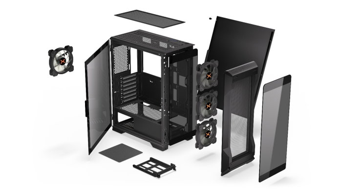 Krux Heko Caja de Ordenador ATX Cristal Templado 4 Ventiladores ARGB 120mm Filtros Antipolvo