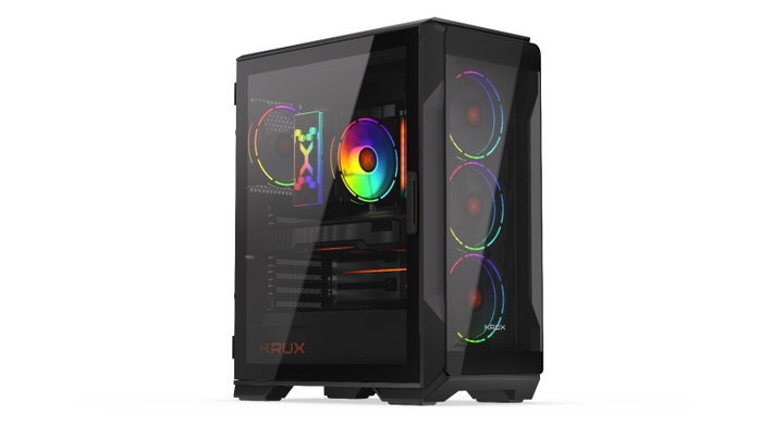 Krux Heko Caja de Ordenador ATX Cristal Templado 4 Ventiladores ARGB 120mm Filtros Antipolvo