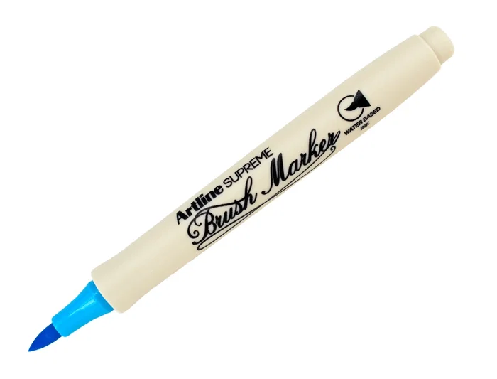 Artline Rotulador EPFS Supreme Brush, Punta Pincel Base Agua, Trazo Fino/Medio, Tinta Pigmento, Azul Claro