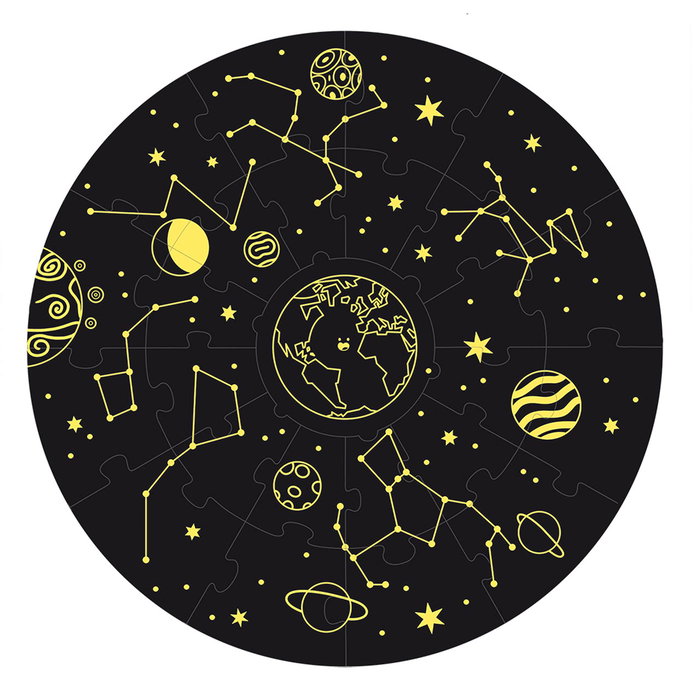 GOULA Puzzle XXL Reversible y Fosforescente del Espacio 1110100492, 2 Escenas Día y Noche con Planetas, para Niños +3 Años