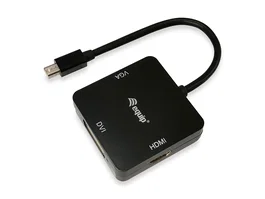 Equip 133439 Adaptador de Video Mini DisplayPort a HDMI, DVI-D y VGA - 0.15 m, Negro - Resolución 4K (4096x2160)