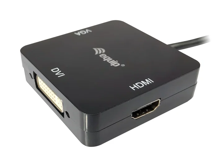 Equip 133439 Adaptador de Video Mini DisplayPort a HDMI, DVI-D y VGA - 0.15 m, Negro - Resolución 4K (4096x2160) Equip 133439 Adaptador de Video Mini DisplayPort a HDMI, DVI-D y VGA - 0.15 m, Negro - Resolución 4K (4096x2160)