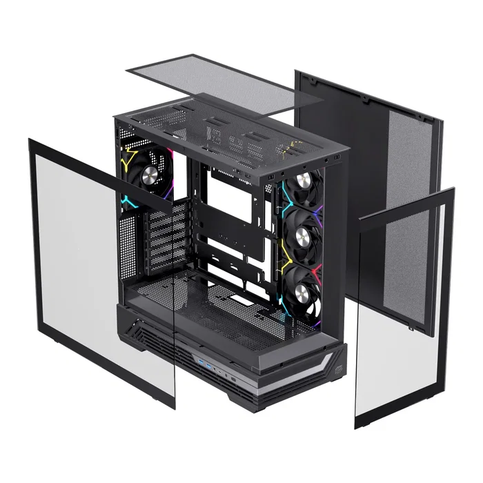 Einarex S800 RGB Negra con Cristal Templado y 4 Ventiladores