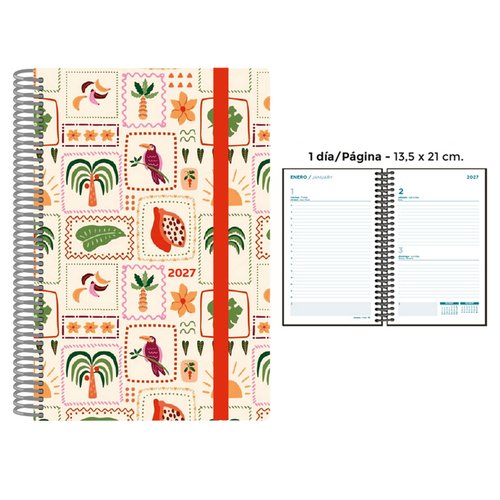 SENFORT Agenda Anual 2027 Decorada Tropical con Espiral y Tapa PP SENFORT Agenda Anual 2027 Decorada Tropical con Espiral y Tapa PP