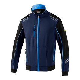 Sparco Chaqueta Técnica Light-Shell Austin T5 - Chaqueta Cortavientos con Mangas Reforzadas, Inserciones Antiabrasión y Bandas Reflectantes, Color Azul Marino/Azul, Talla XXL