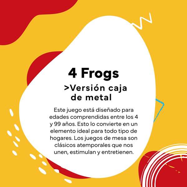 Cayro Juego 4 en Línea Frogs Madera en Caja Metal 8 Piezas 2 Jugadores 19x19x3.5cm
