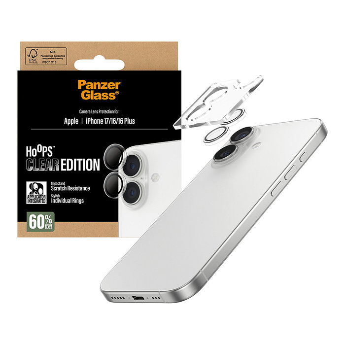 Panzerglass Hoops Transparente Protector de Cámara Hoops para iPhone 17/16/16 Plus
