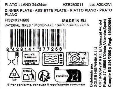 La Mediterranea Plato Llano Azurill Elite Brillo 24cm