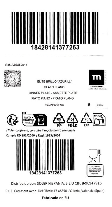 La Mediterranea Plato Llano Azurill Elite Brillo 24cm