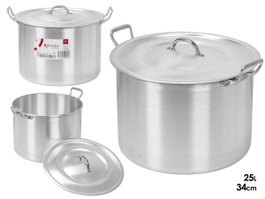 KINVARA Olla de Aluminio de 25 L, 34 cm, Plata