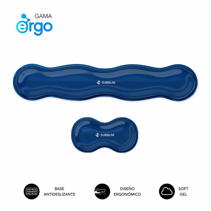 Subblim Pack Ergo Crystal Flex Reposamuñecas Teclado y Ratón Azul Oscuro