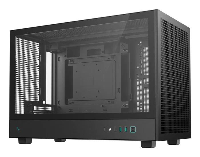 DeepCool CH260 - Caja PC Micro-ATX Torre Negra Gaming con Ventana de Cristal Templado, Soporta 360mm, USB-C, para mATX/Mini-ITX (R-CH260-BKNGM0-G-1)