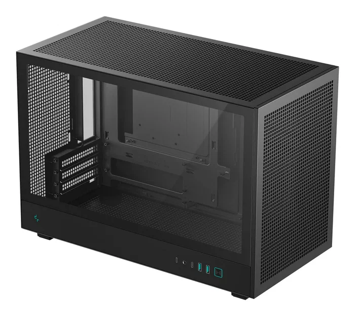 DeepCool CH260 - Caja PC Micro-ATX Torre Negra Gaming con Ventana de Cristal Templado, Soporta 360mm, USB-C, para mATX/Mini-ITX (R-CH260-BKNGM0-G-1)