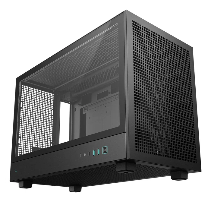DeepCool CH260 - Caja PC Micro-ATX Torre Negra Gaming con Ventana de Cristal Templado, Soporta 360mm, USB-C, para mATX/Mini-ITX (R-CH260-BKNGM0-G-1)