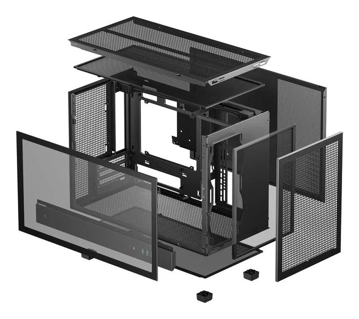 DeepCool CH260 - Caja PC Micro-ATX Torre Negra Gaming con Ventana de Cristal Templado, Soporta 360mm, USB-C, para mATX/Mini-ITX (R-CH260-BKNGM0-G-1)