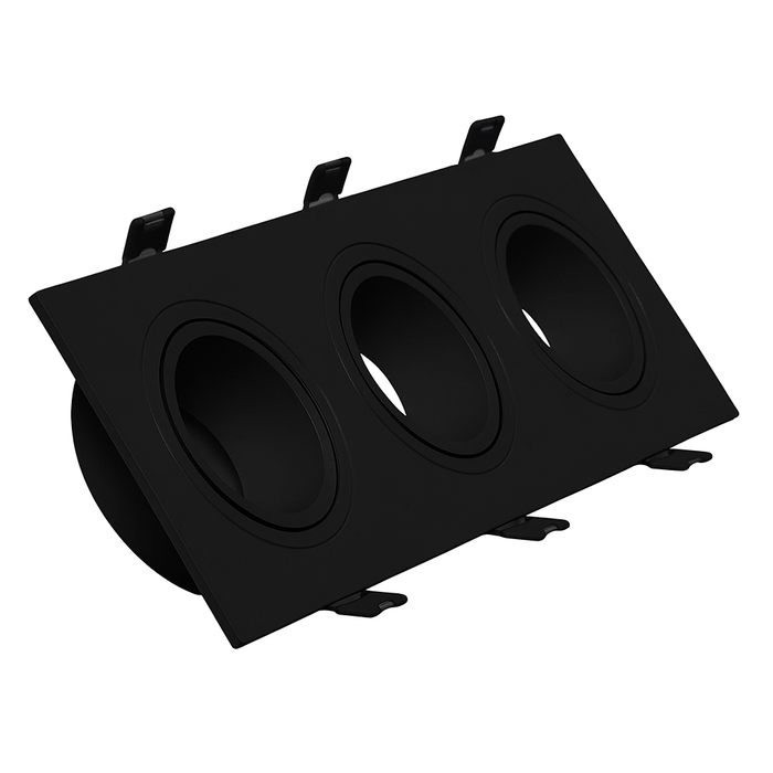Aro Foco Downlight 3xGU10 Policarbonato Rectangular Negro Empotrado Aro Foco Downlight 3xGU10 Policarbonato Rectangular Negro Empotrado