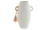 DKD Home Decor Jarrón de Gres Blanco y Natural 17x13x26 cm