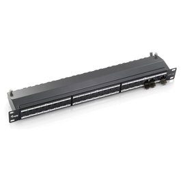 EQUIP Patchpanel 326624 19" 24 Puertos RJ45 Cat6a FTP 500MHz 1U Montaje en Rack Negro RAL9005