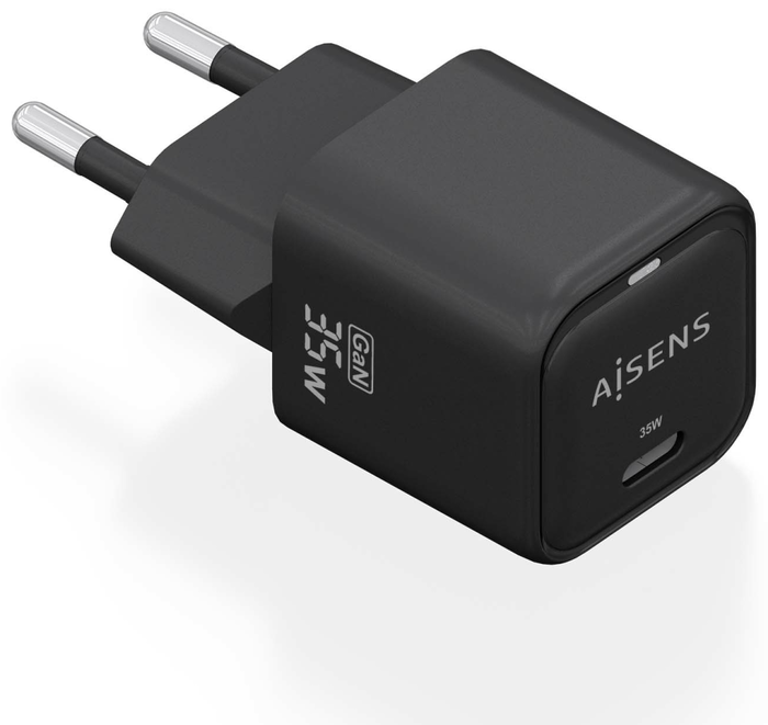 Aisens Cargador GaN 35W USB-C Negro ASCH-35W1P023-BK