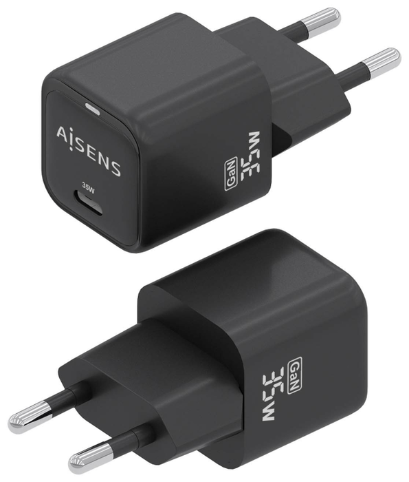 Aisens Cargador GaN 35W USB-C Negro ASCH-35W1P023-BK