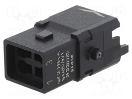HARTING Han® 1A Plantilla de Contacto Macho, 4 Pines, 3P+PE