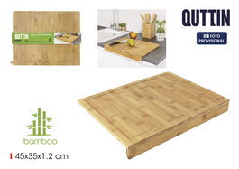 Quttin Tabla Cortar Bambú con Borde 45 cm x 35 cm x 1.2 cm (4 Unidades)