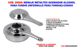 METALTEX Quemador de Alcohol Fundir (Infernillo) de 80g
