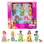 Mattel Pack 5 Mini Princesas Jbl33 Disney Princess, Incluye Ariel, Tiana, Bella, Jasmine y Rapunzel con Figuras de Amigos