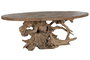 DKD Home Decor Mesa Comedor 2c24 Natural Teca Raiz Base Desmontable 120 x 78 x 240 cm