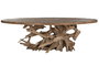 DKD Home Decor Mesa Comedor 2c24 Natural Teca Raiz Base Desmontable 120 x 78 x 240 cm