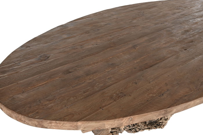 DKD Home Decor Mesa Comedor 2c24 Natural Teca Raiz Base Desmontable 120 x 78 x 240 cm
