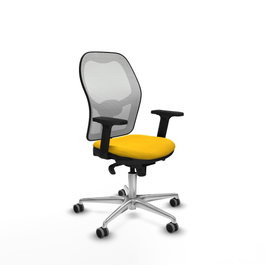 PIQUERAS Y CRESPO Silla de oficina Jorquera con mecanismo Sincro, Tela Amarillo y Malla Blanco